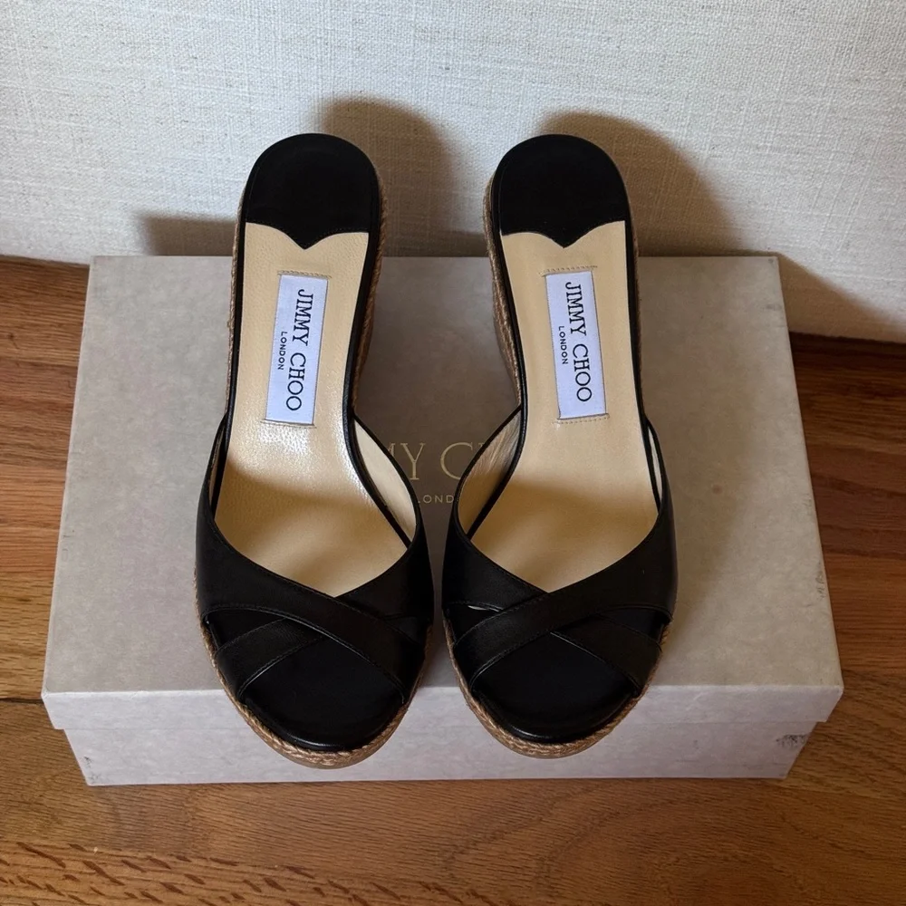 Jimmy Choo‎ Almer Cork Wedge Sandal (Women) Size 38